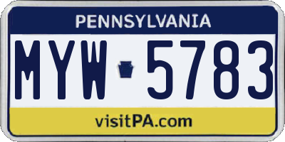 PA license plate MYW5783