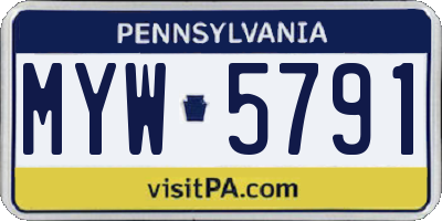 PA license plate MYW5791