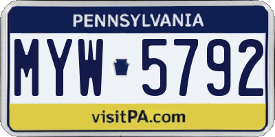 PA license plate MYW5792