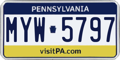 PA license plate MYW5797