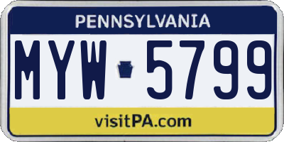 PA license plate MYW5799