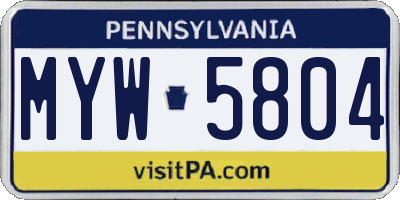PA license plate MYW5804