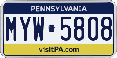 PA license plate MYW5808