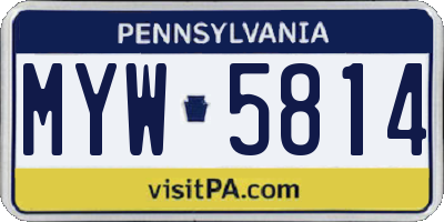PA license plate MYW5814