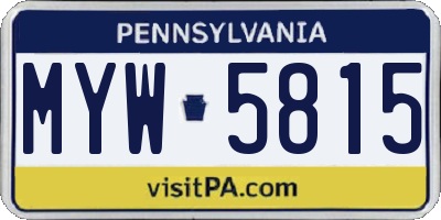 PA license plate MYW5815