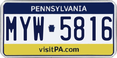 PA license plate MYW5816
