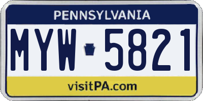 PA license plate MYW5821