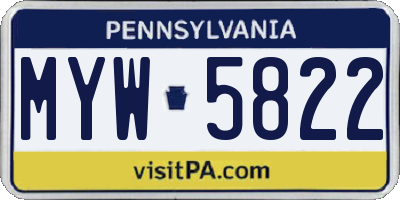 PA license plate MYW5822