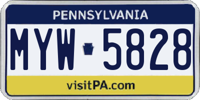PA license plate MYW5828