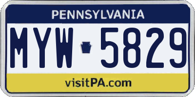 PA license plate MYW5829