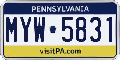 PA license plate MYW5831