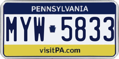 PA license plate MYW5833