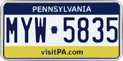 PA license plate MYW5835