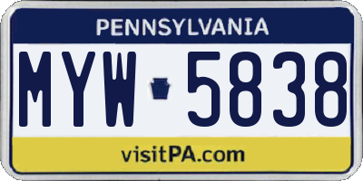 PA license plate MYW5838
