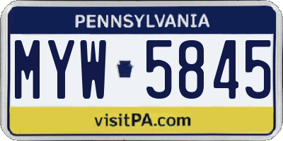PA license plate MYW5845