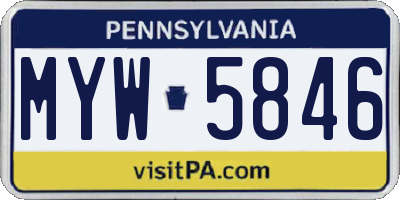 PA license plate MYW5846