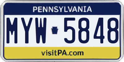 PA license plate MYW5848