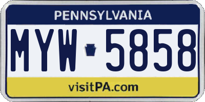 PA license plate MYW5858