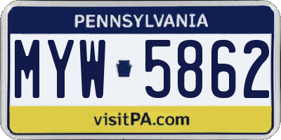 PA license plate MYW5862
