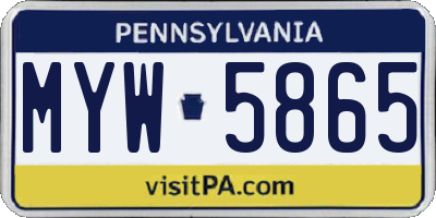 PA license plate MYW5865