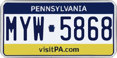 PA license plate MYW5868