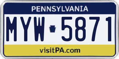 PA license plate MYW5871
