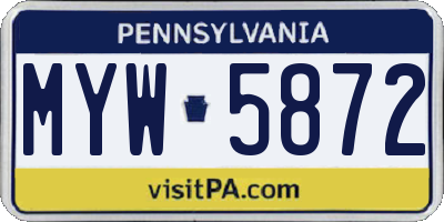 PA license plate MYW5872