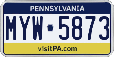 PA license plate MYW5873