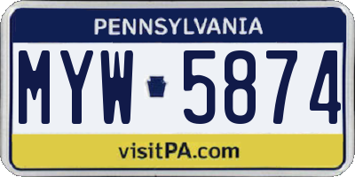 PA license plate MYW5874