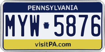 PA license plate MYW5876