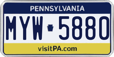 PA license plate MYW5880