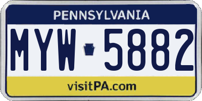 PA license plate MYW5882