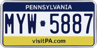 PA license plate MYW5887