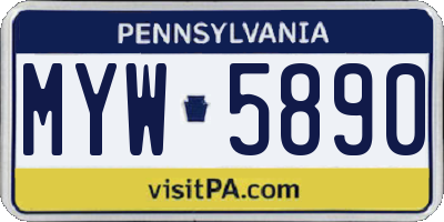 PA license plate MYW5890