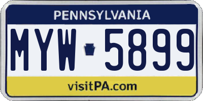 PA license plate MYW5899
