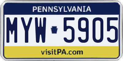 PA license plate MYW5905
