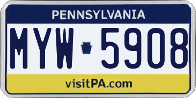 PA license plate MYW5908