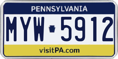 PA license plate MYW5912