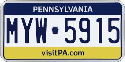 PA license plate MYW5915