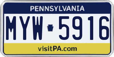 PA license plate MYW5916