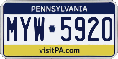PA license plate MYW5920