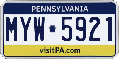 PA license plate MYW5921