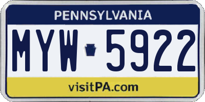 PA license plate MYW5922