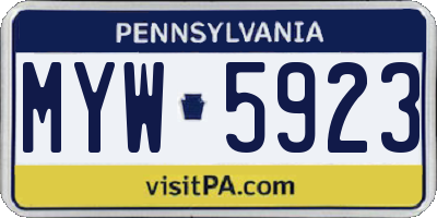 PA license plate MYW5923