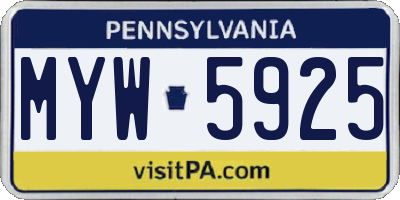 PA license plate MYW5925