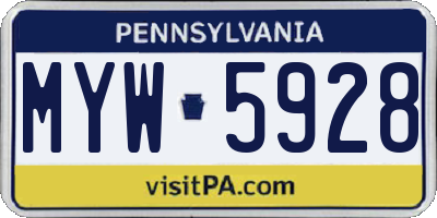 PA license plate MYW5928