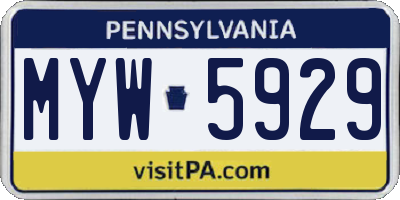 PA license plate MYW5929