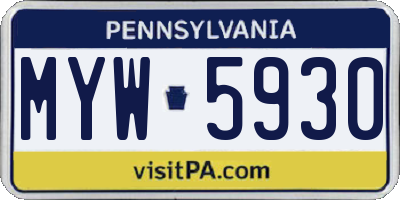 PA license plate MYW5930