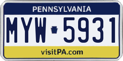 PA license plate MYW5931