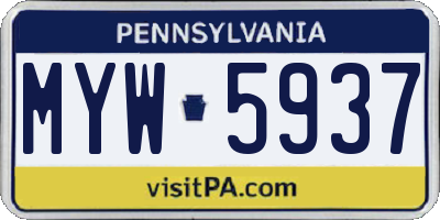 PA license plate MYW5937